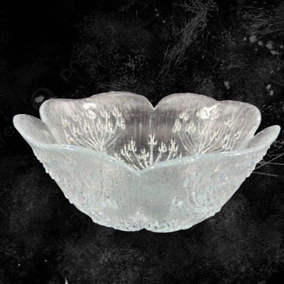 Lasisepät Mantsala Cow Parsley Glass Bowl Clear Textured Dish Pertti Kallioinen - Picture 2 of 16